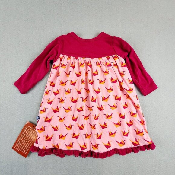 KicKee Pants Lotus Origami Crane Long Sleeve Classic Swing Dress‎ 12-18 Months - Picture 3 of 11
